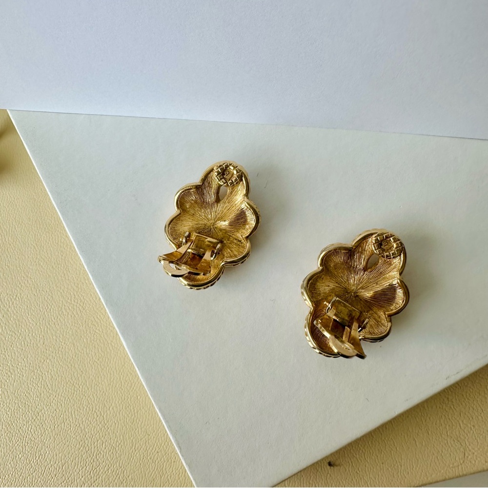 Swarovski Crystal & Gold Statement Clip-On Earrings - Picture 4 of 7